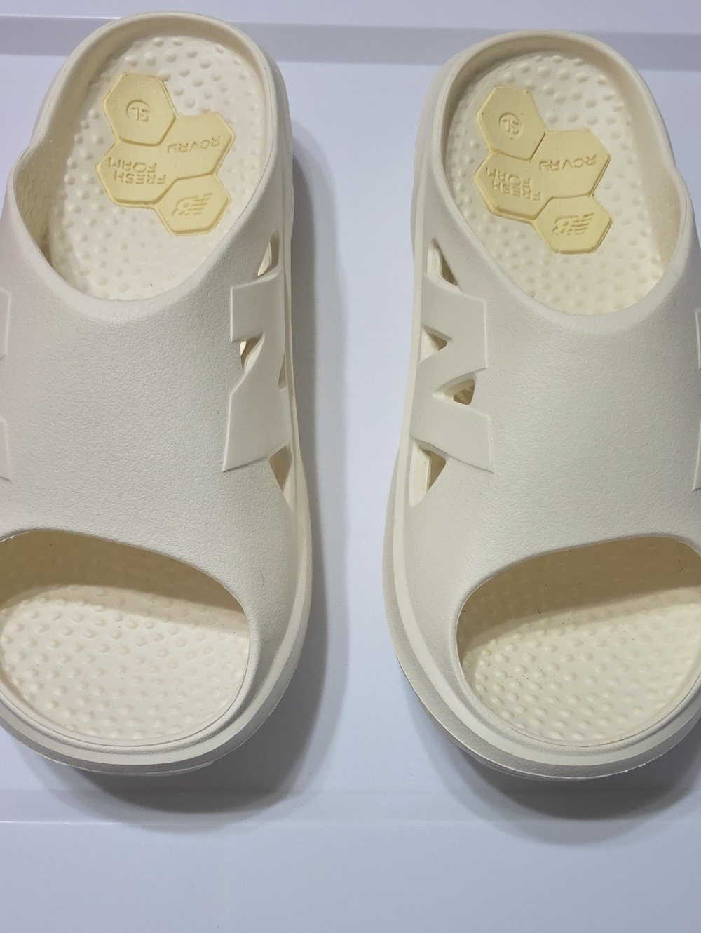 New Balance Cream Slip-On Foam Slides